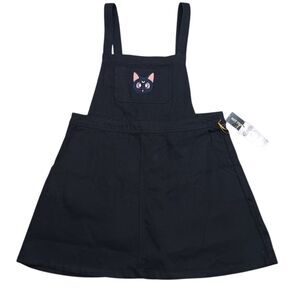 Sailor Moon x Hot Topic NWT New Luna Cat Dress Black Denim Overalls Size XL
